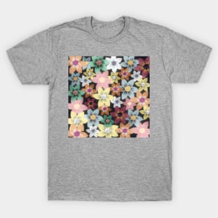 Floral Pattern of Colored Scarlet Pimpernel Flowers T-Shirt